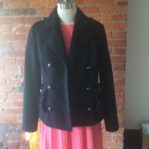Black Anne Klein military style coat